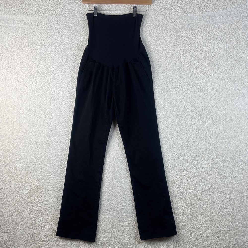 NWT Indigo Blue Womens Maternity Black Straigh Leg Secret Fit Belly Pants Size M